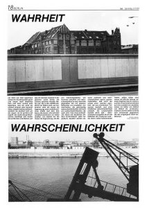 TAZ- Die Tageszeitung: ganzseitige, künstlerische Bild-Text-Projekte im Zeitungsformat, die das Medium und die Zeit reflektierten.